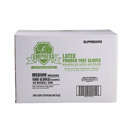 EMPRESS Latex Disposable Gloves, Latex, Powder-Free, S, 100 PK ELPFS2001